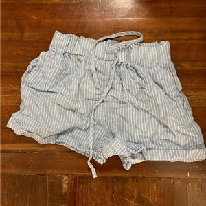 SHEIN Light Blue Striped High Waist Shorts Size Medium